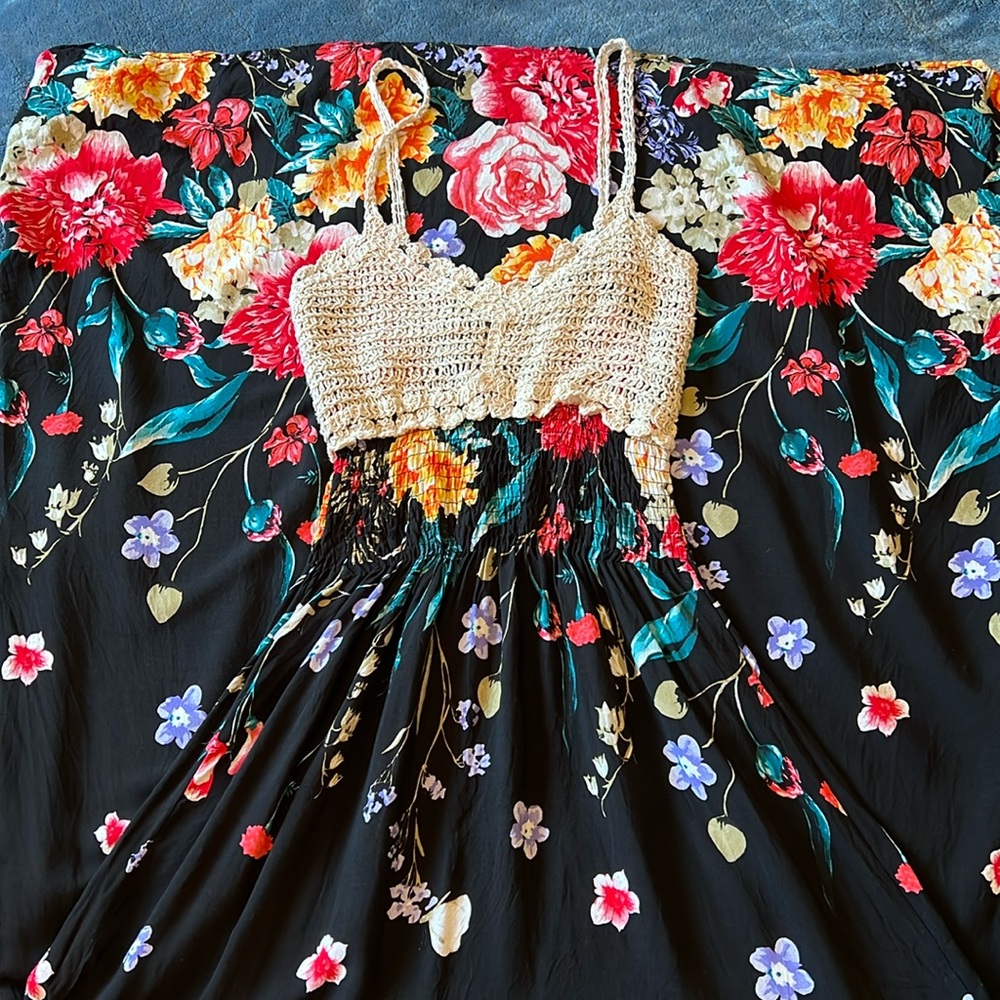 Floral Dress with Knitted Top